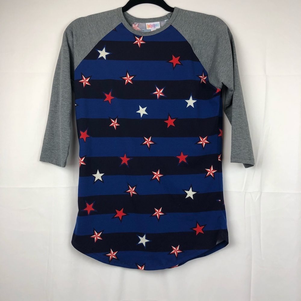 ♧ Lula Roe XS Patriotic 3/4 sleeve top